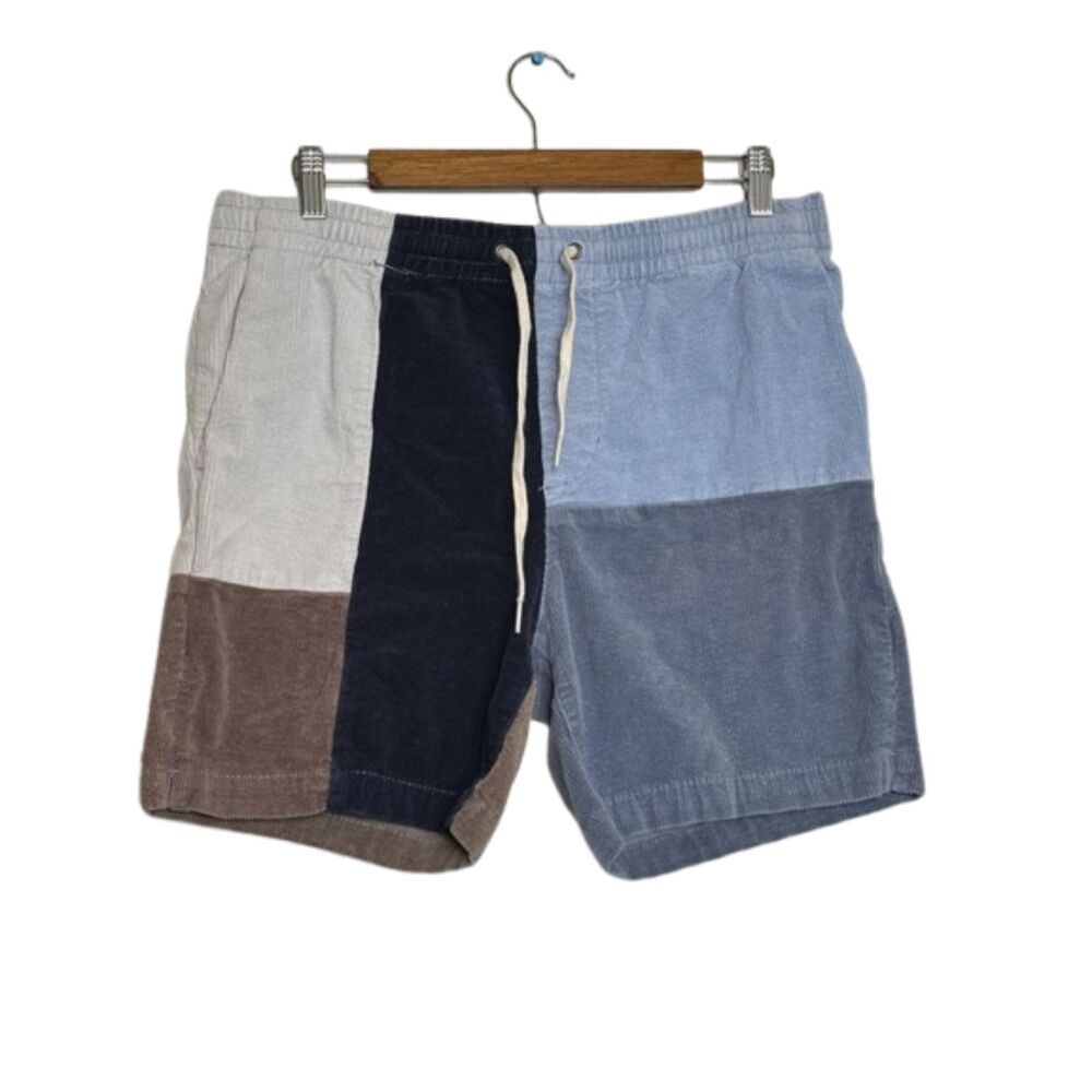 Pacsun Volley Shorts Mens Medium Corduroy Streetwear Patchwork Pullon Beach Blue